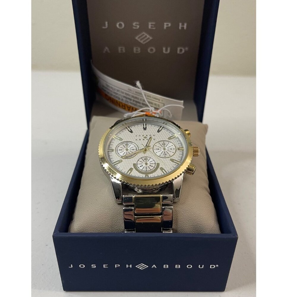 Joseph Abboud Silver/Gold-Tone White Dial Mens Watch In Original Box, New - Picture 7 of 14